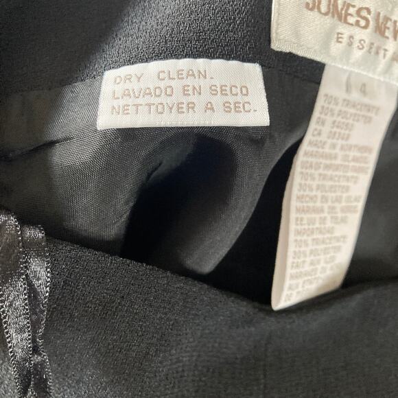 Jones NY Pencil Skirt Womens 4 Black Side Slit Front Career Workwear Casual New - Picture 5 of 13